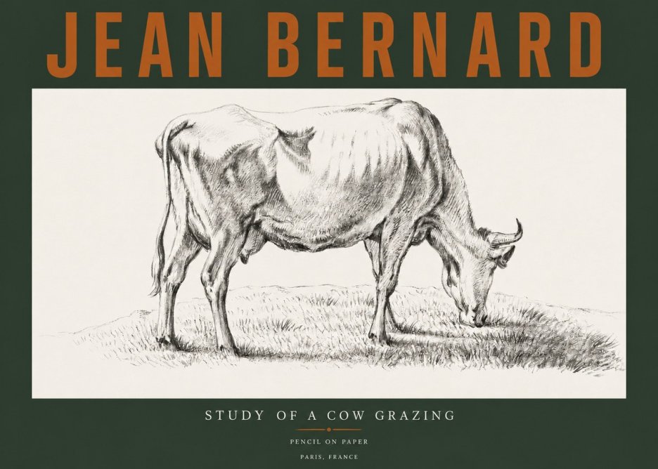 Jean Bernard Study of a Cow Grazing II No3 - Póster