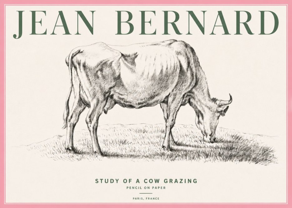 Jean Bernard Study of a Cow Grazing II No4 - Póster