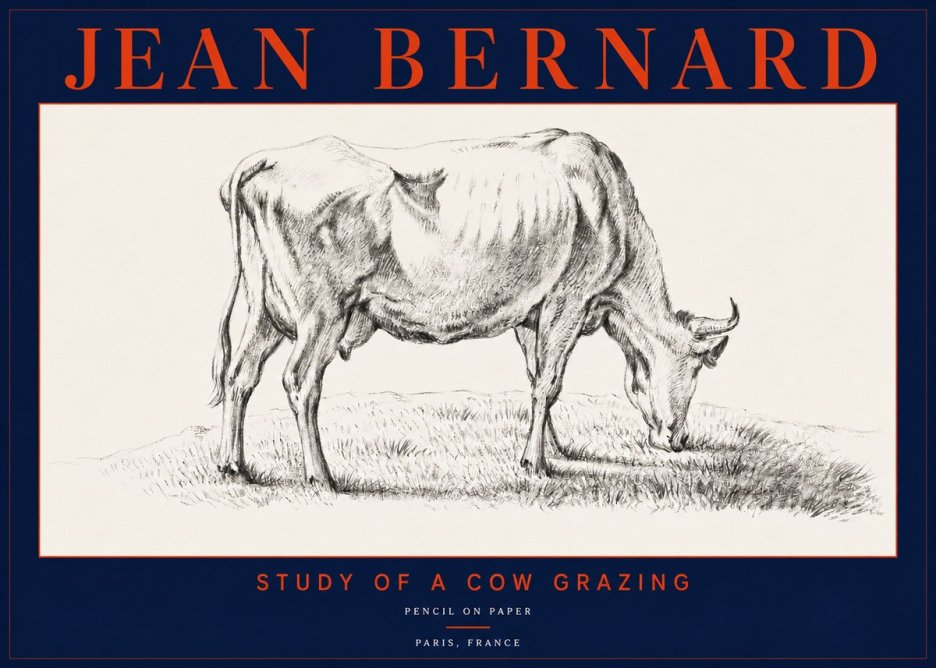 Jean Bernard Study of a Cow Grazing II No5 - Póster