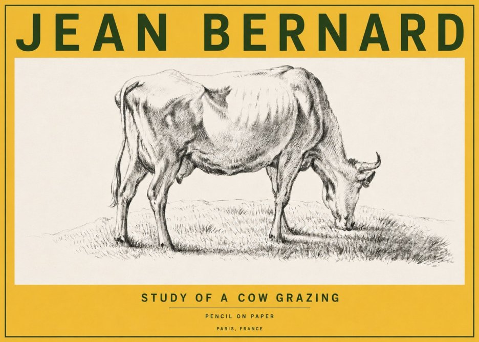 Jean Bernard Study of a Cow Grazing II No6 - Póster