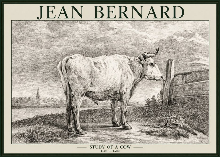 Jean Bernard Study of a Cow XV No2 - Póster