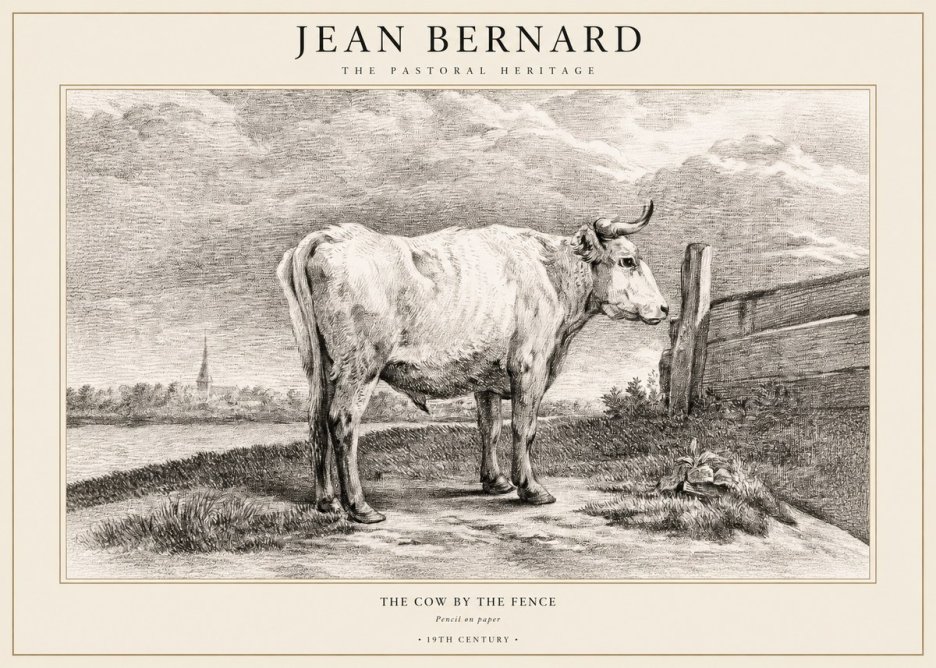 Jean Bernard Study of a Cow XV No3 - Póster