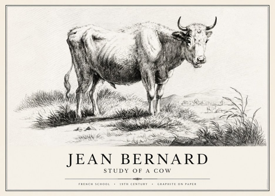 Jean Bernard Study of a Cow XVI No4 - Póster
