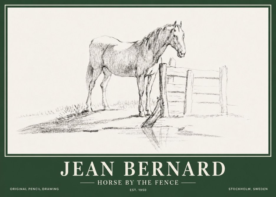 Jean Bernard Horse by the Fence No3 - Póster