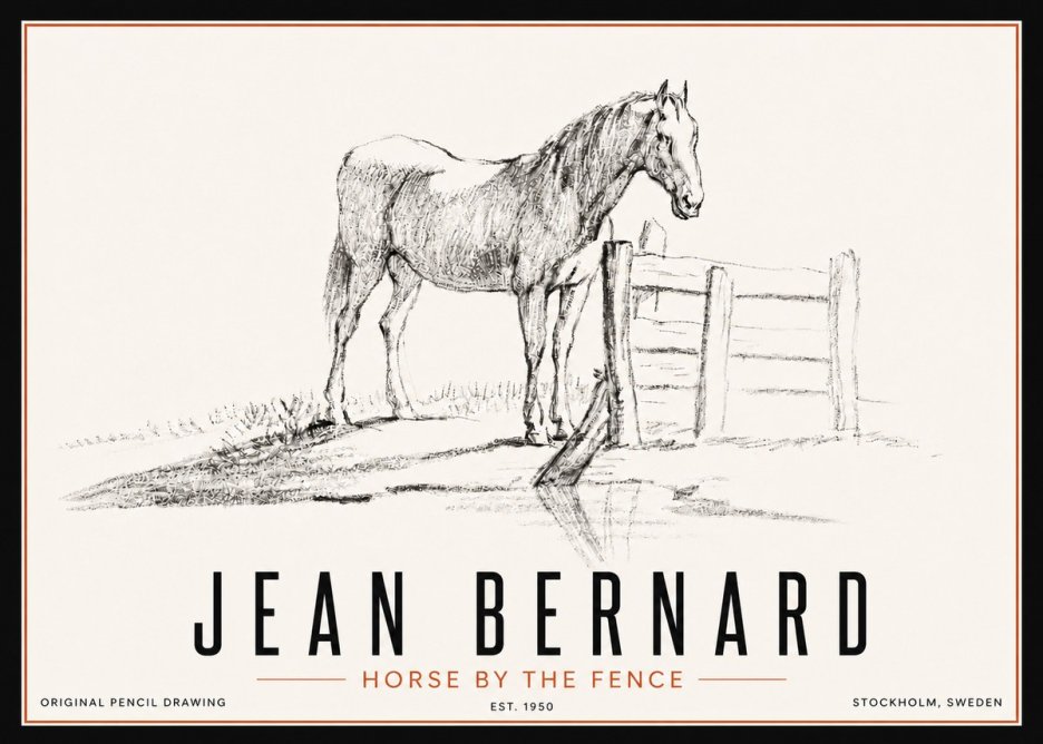 Jean Bernard Horse by the Fence No5 - Póster