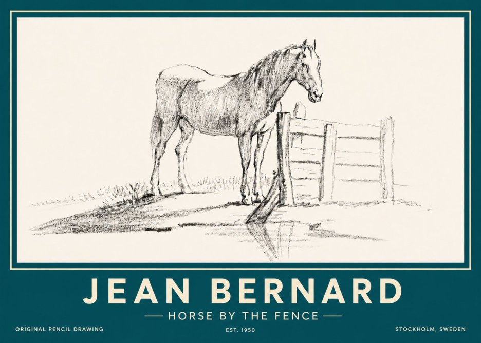 Jean Bernard Horse by the Fence No6 - Póster