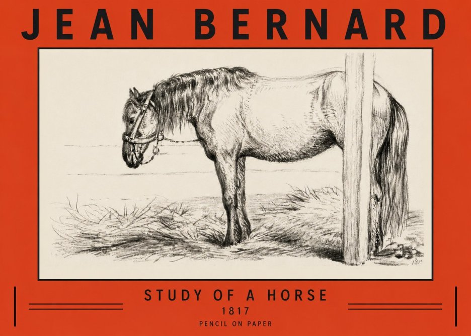 Jean Bernard Study of a Horse XII No3 - Póster