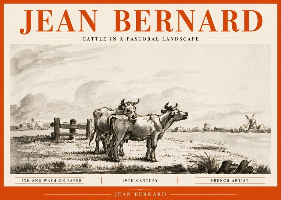 Jean Bernard Cattle in a Pastoral Landscape No6 - Póster