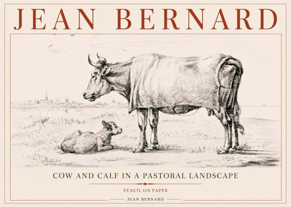 Jean Bernard Cow and Calf in a Pastoral Landscape No5 - Póster
