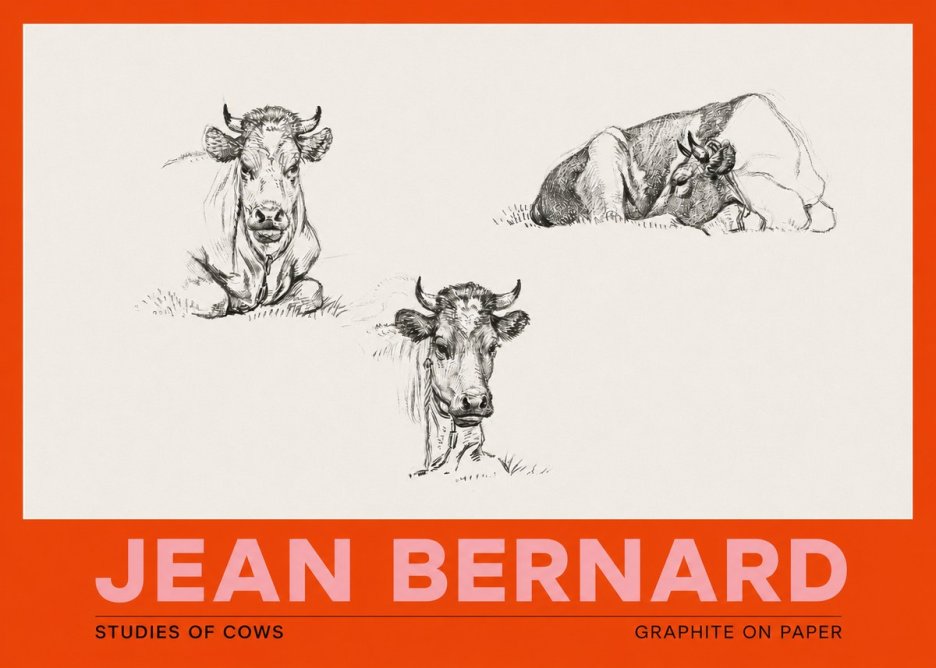 Jean Bernard Studies of Cows II No3 - Póster