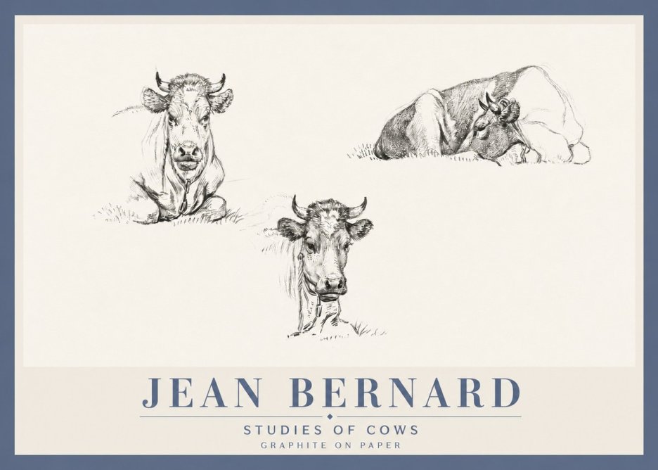 Jean Bernard Studies of Cows II No4 - Póster