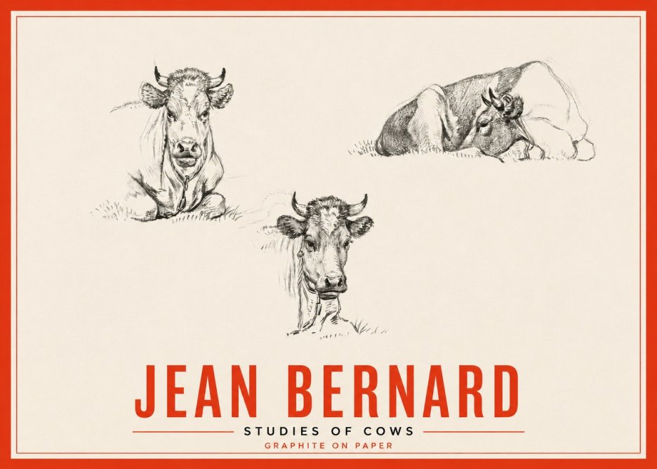 Jean Bernard Studies of Cows II No5 - Póster