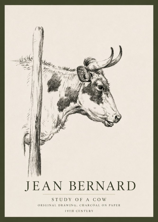 Jean Bernard Study of a Cow XVII No3 - Póster