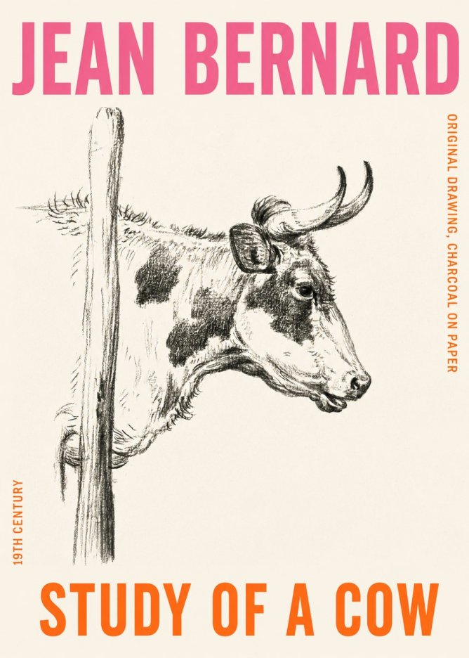 Jean Bernard Study of a Cow XVII No4 - Póster