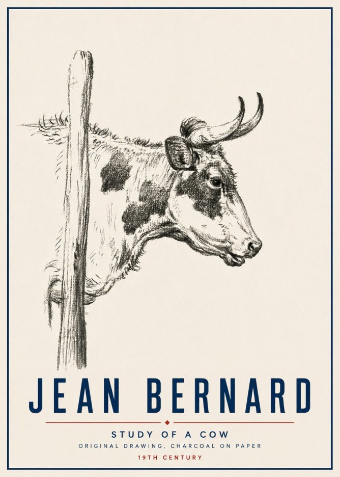 Jean Bernard Study of a Cow XVII No5 - Póster
