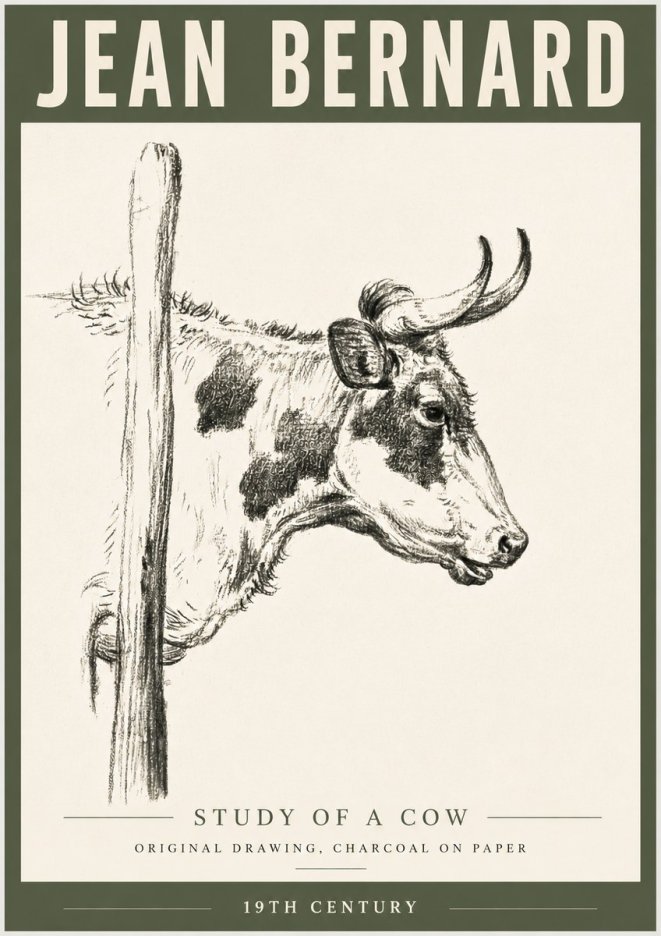 Jean Bernard Study of a Cow XVII No6 - Póster