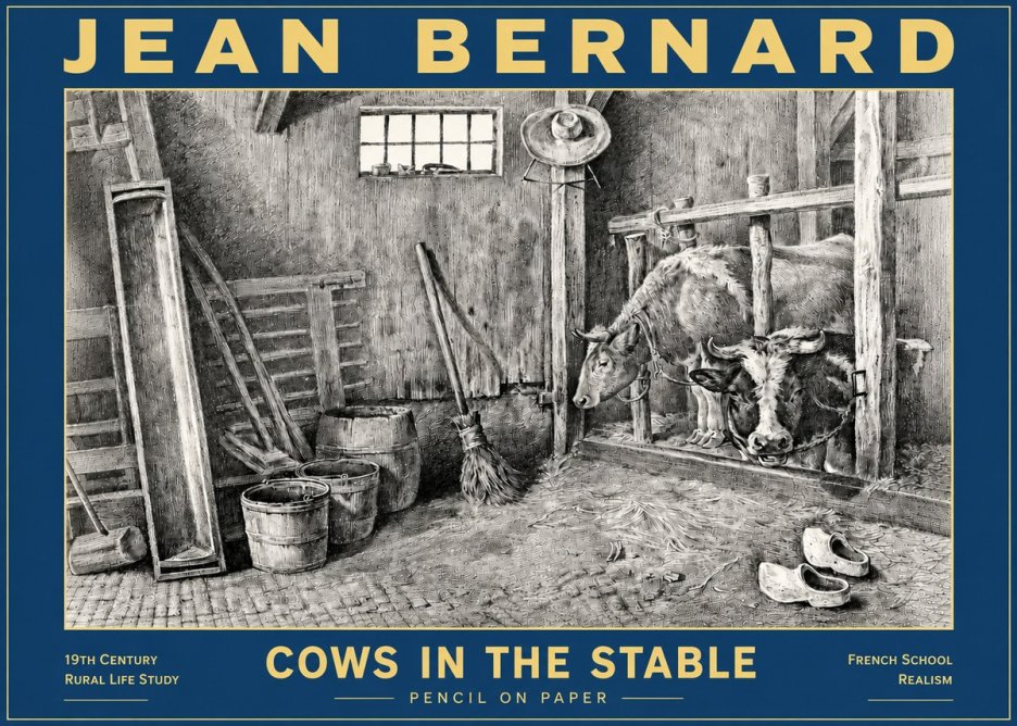 Jean Bernard Cows in the Stable No6 - Póster