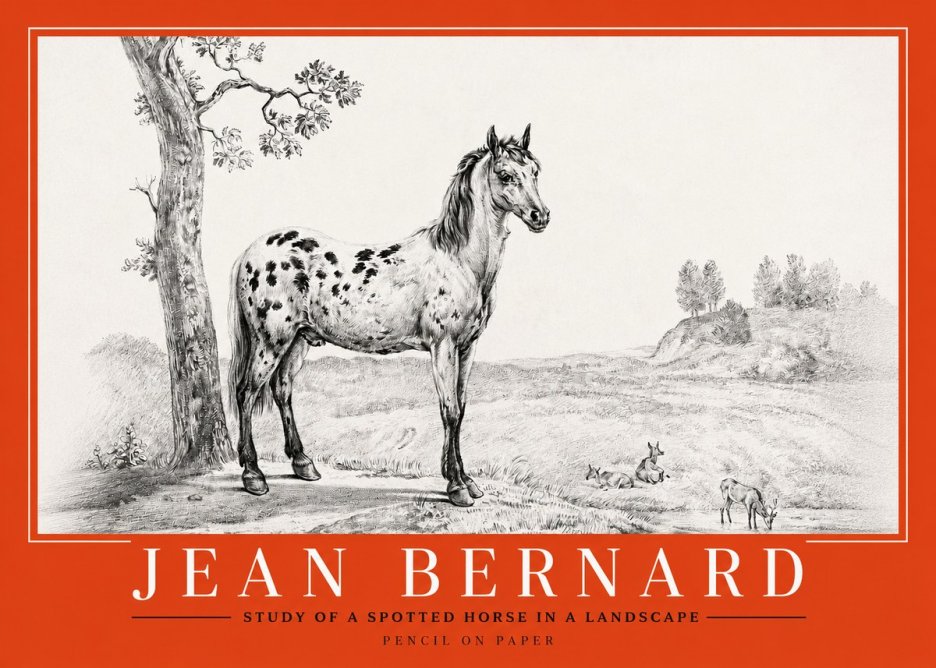 Jean Bernard Study of a Spotted Horse in a Landscape No2 - Póster