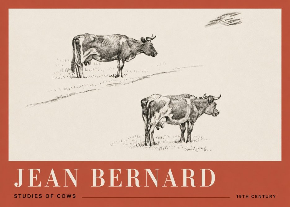 Jean Bernard Studies of Cows III No2 - Póster