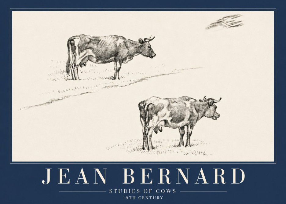 Jean Bernard Studies of Cows III No3 - Póster