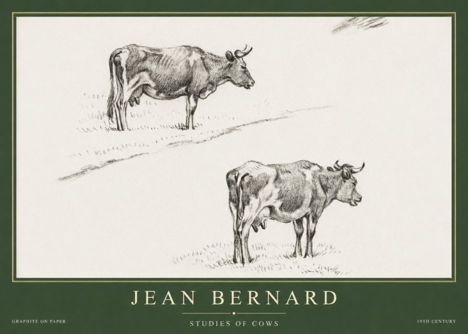 Jean Bernard Studies of Cows III No5 - Póster