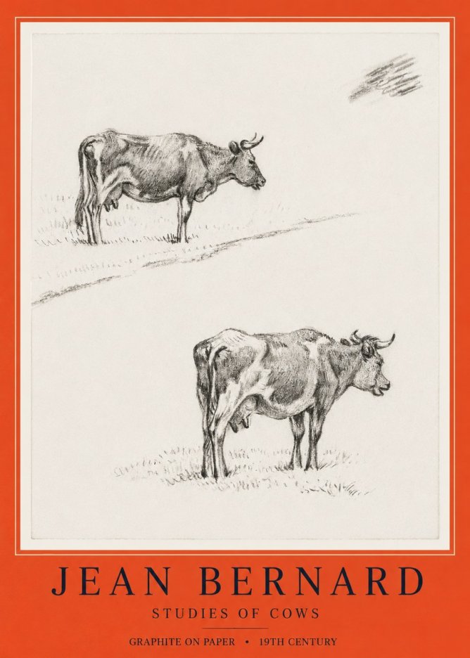 Jean Bernard Studies of Cows III No6 - Póster