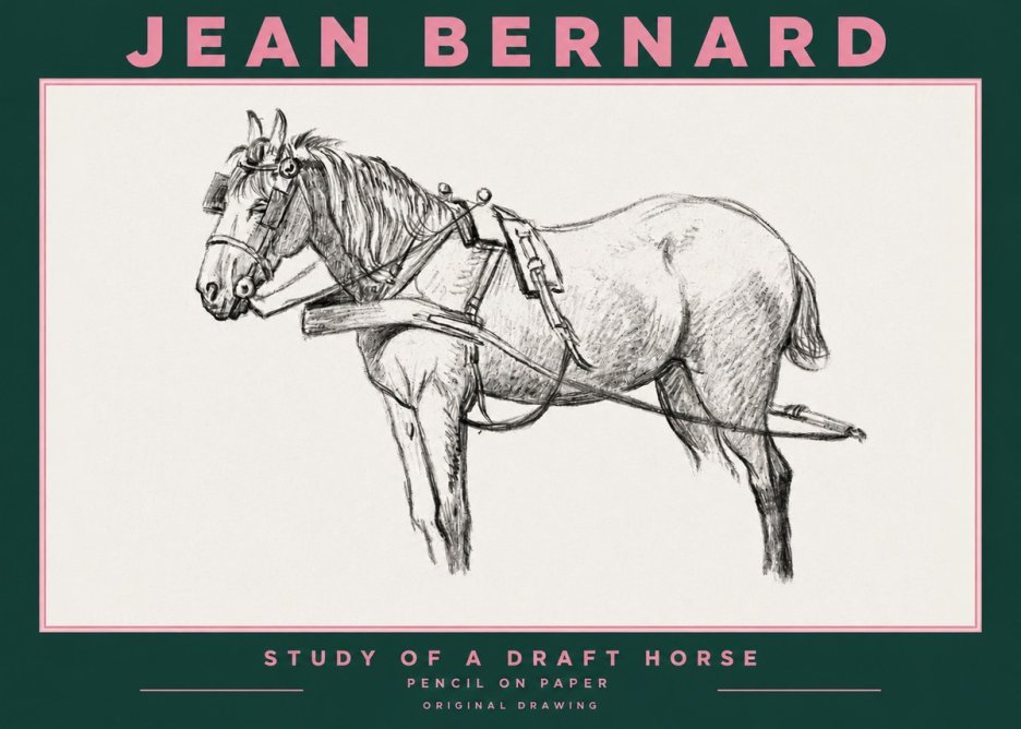 Jean Bernard Study of a Draft Horse I No3 - Póster
