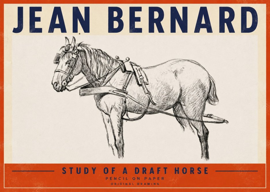 Jean Bernard Study of a Draft Horse I No4 - Póster
