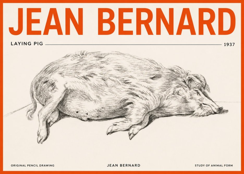 Jean Bernard Laying Pig No2 - Póster