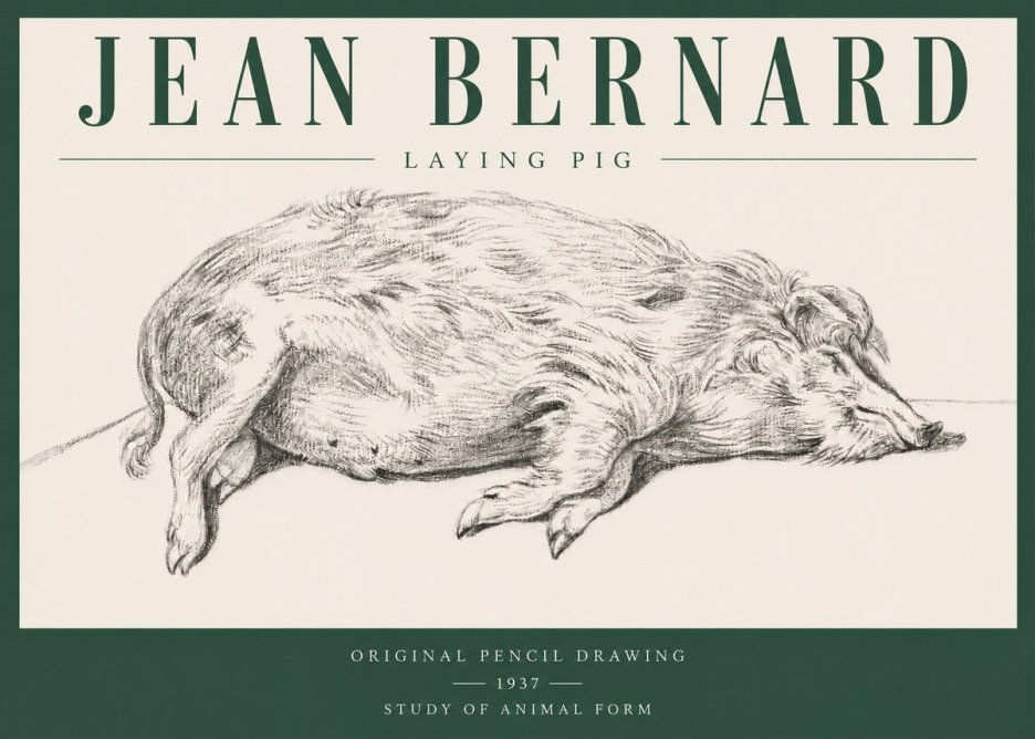 Jean Bernard Laying Pig No3 - Póster