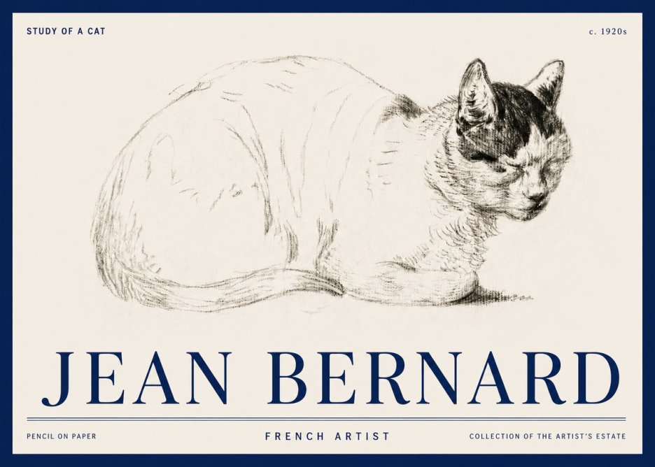 Jean Bernard Study of a Cat III No3 - Póster
