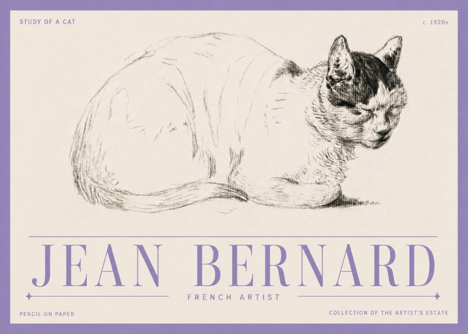 Jean Bernard Study of a Cat III No5 - Póster