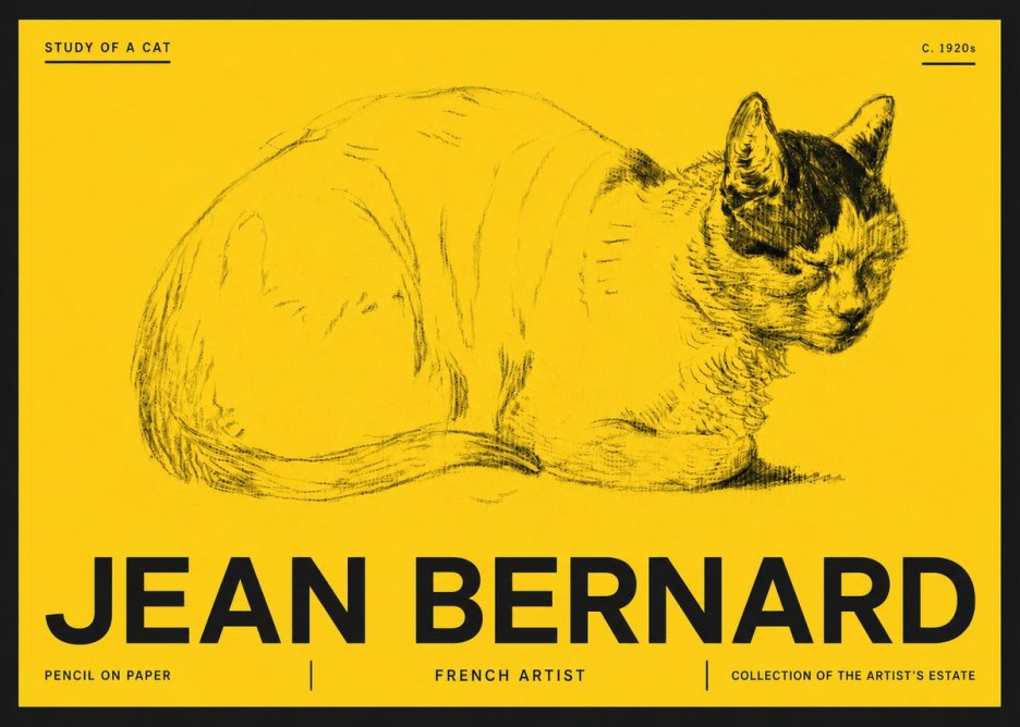 Jean Bernard Study of a Cat III No6 - Póster