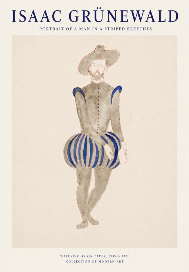 Isaac Grünewald Portrait of a Man in a Striped Breeches No1 - Póster