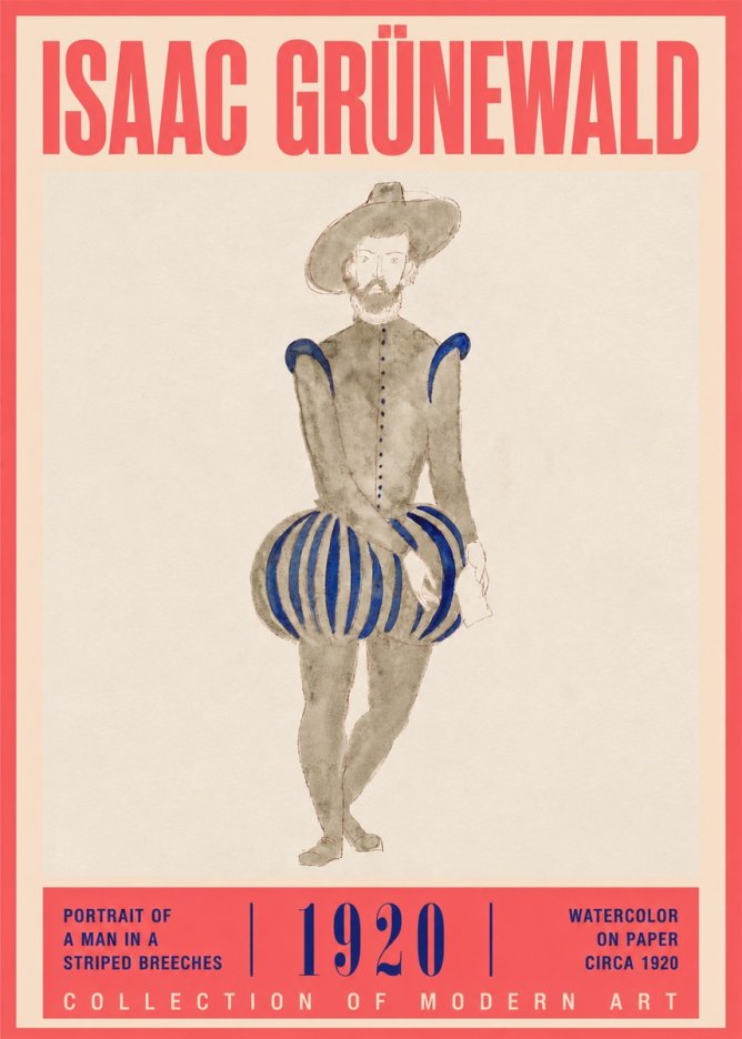 Isaac Grünewald Portrait of a Man in a Striped Breeches No2 - Póster
