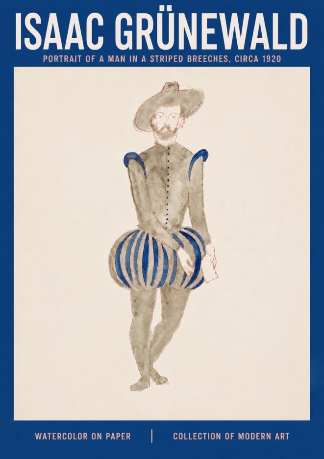 Isaac Grünewald Portrait of a Man in a Striped Breeches No3 - Póster