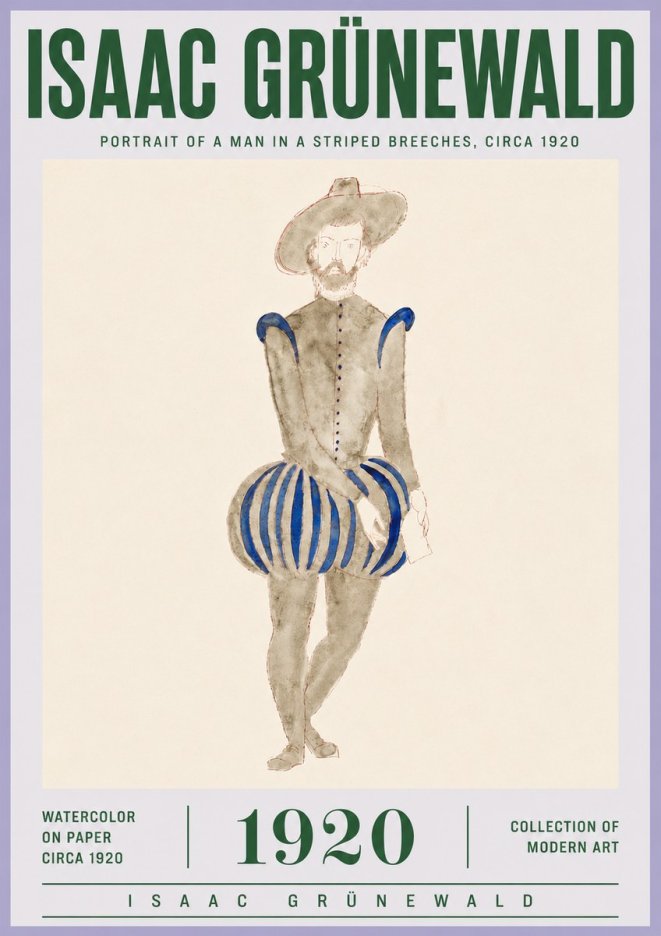 Isaac Grünewald Portrait of a Man in a Striped Breeches No4 - Póster