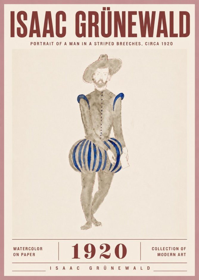 Isaac Grünewald Portrait of a Man in a Striped Breeches No5 - Póster