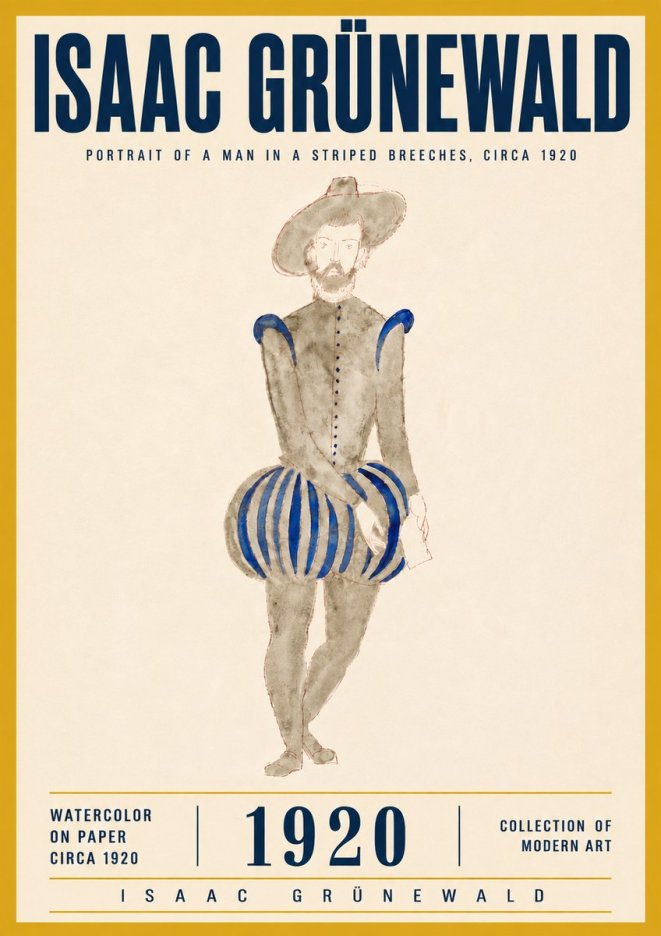 Isaac Grünewald Portrait of a Man in a Striped Breeches No6 - Póster
