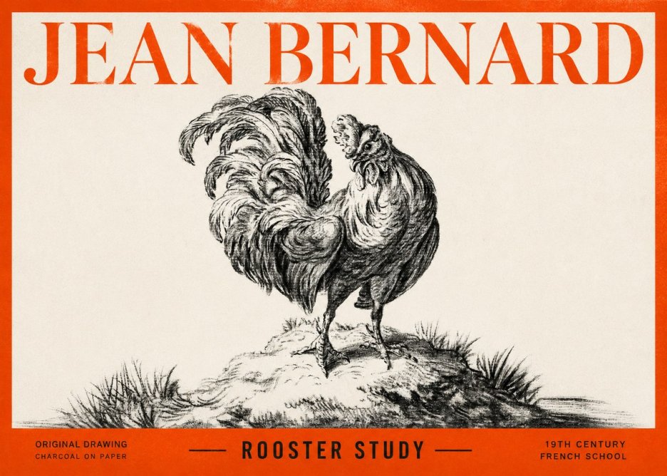 Jean Bernard Study of a Rooster No3 - Póster