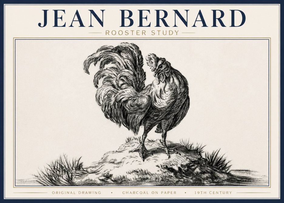 Jean Bernard Study of a Rooster No4 - Póster