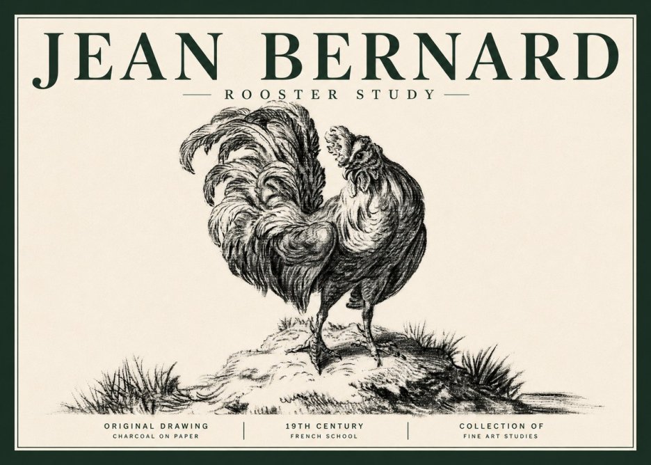 Jean Bernard Study of a Rooster No5 - Póster