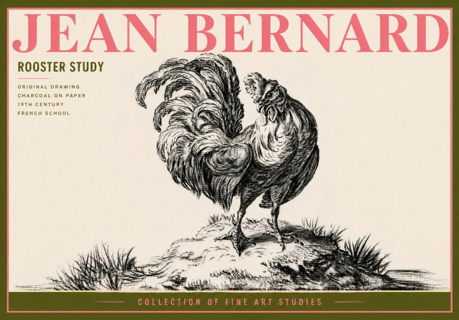 Jean Bernard Study of a Rooster No6 - Póster