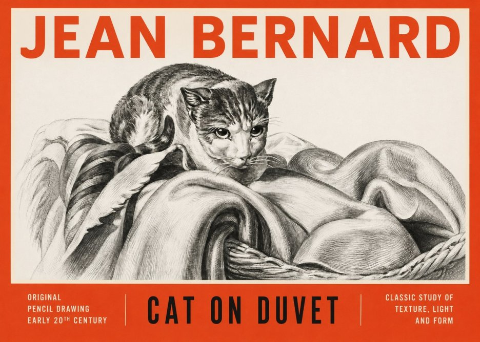 Jean Bernard Cat on a Blanket No4 - Póster
