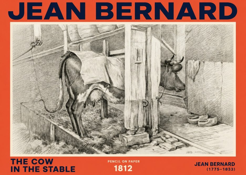 Jean Bernard The Cow in the Stable No2 - Póster