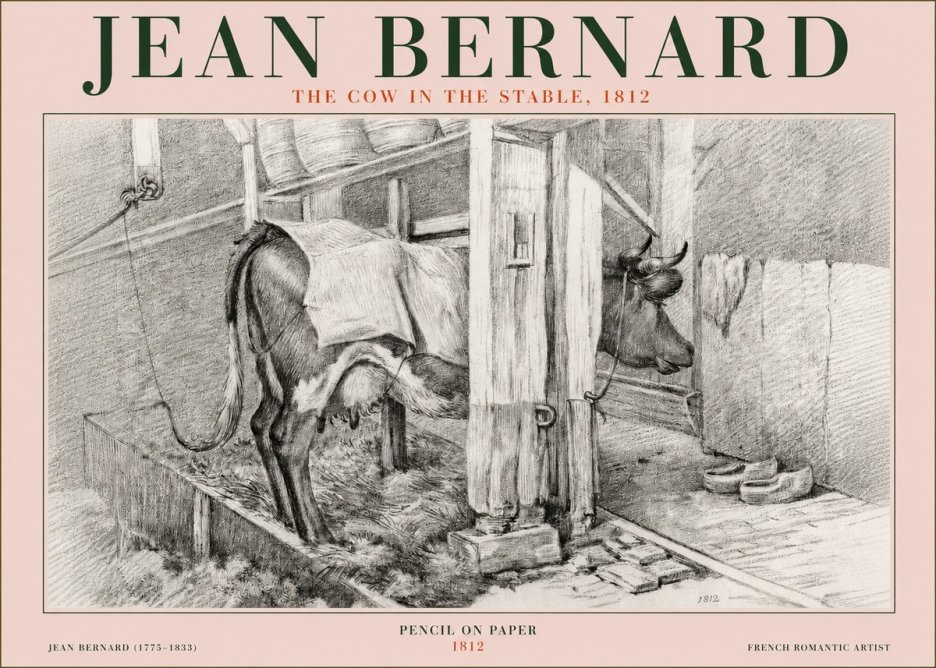 Jean Bernard The Cow in the Stable No3 - Póster