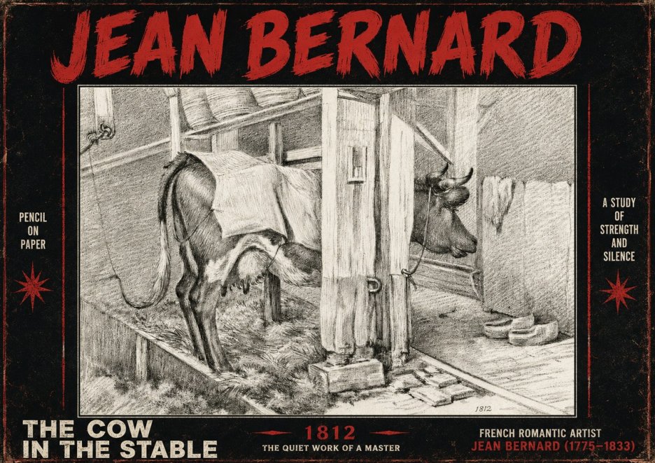 Jean Bernard The Cow in the Stable No4 - Póster