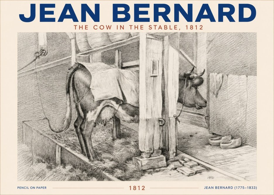 Jean Bernard The Cow in the Stable No5 - Póster