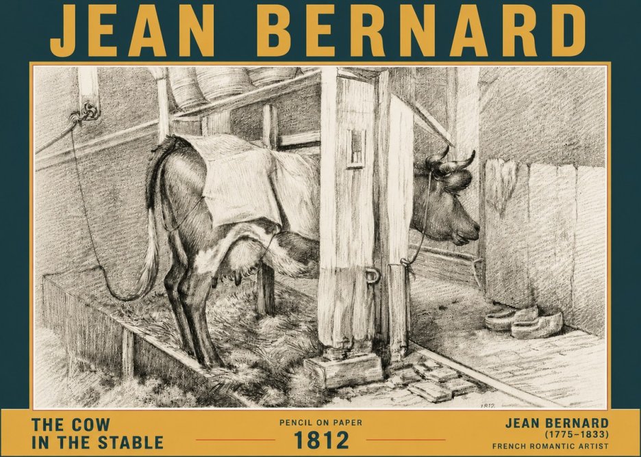 Jean Bernard The Cow in the Stable No6 - Póster