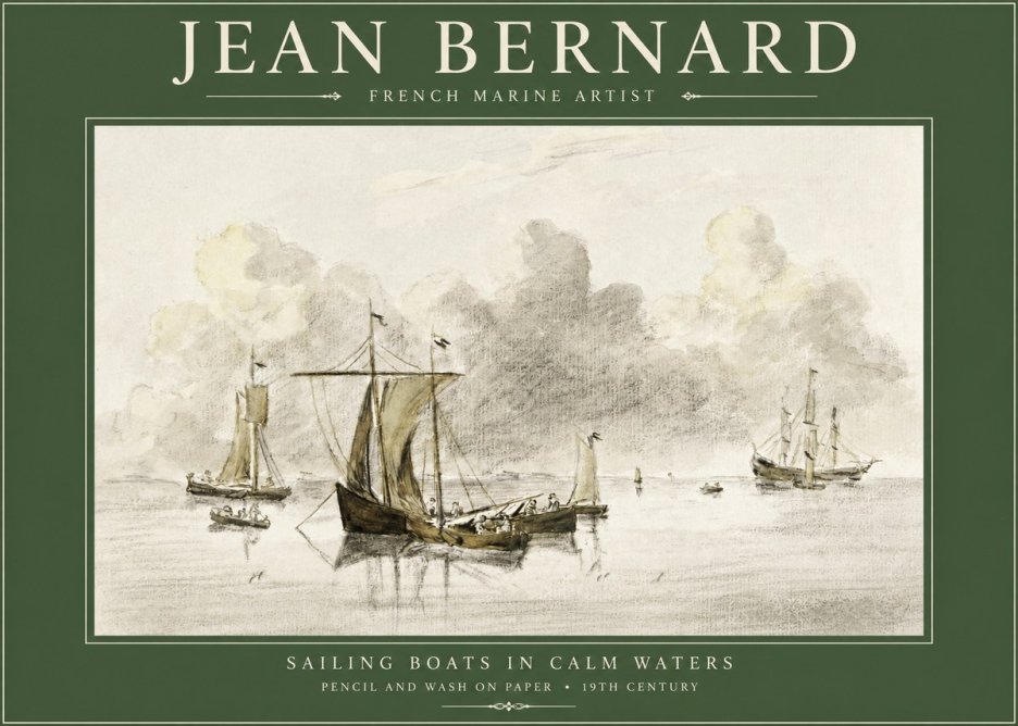 Jean Bernard Sailing Boats in Calm Waters No2 - Póster